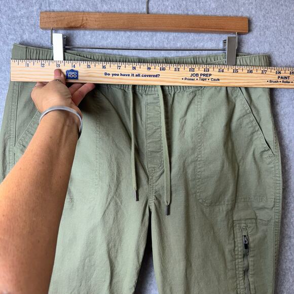 Eddie Bauer Hiking Pants Women’s Size 12 Green Ripstop Pull On Drawstring Waist - Picture 9 of 14